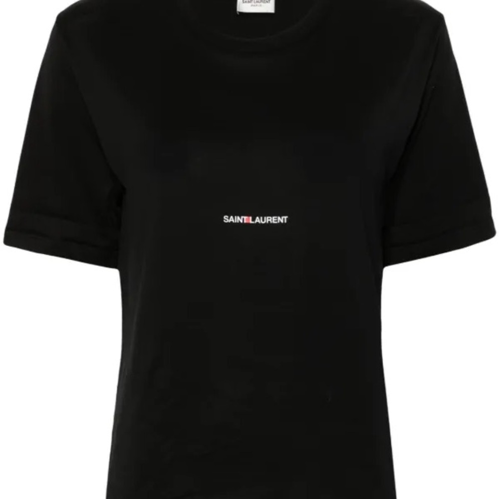 Saint Laurent Black Tee with White Logo
